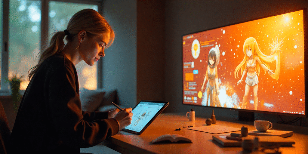 Comparison of traditional anime artist and AI-generated frames