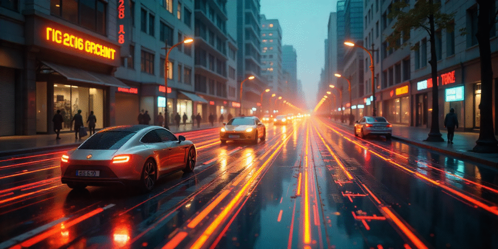 City showing the 5G and 6G digital revolution with AI networks and holographic connectivity
