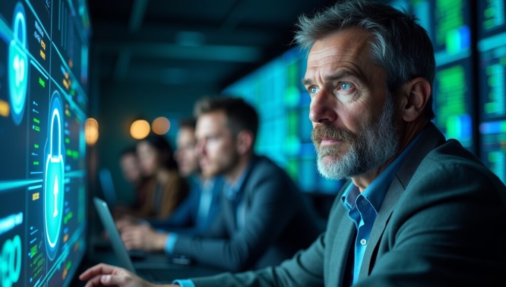 Cybersecurity team implementing zero trust and restoring systems after ransomware attack.