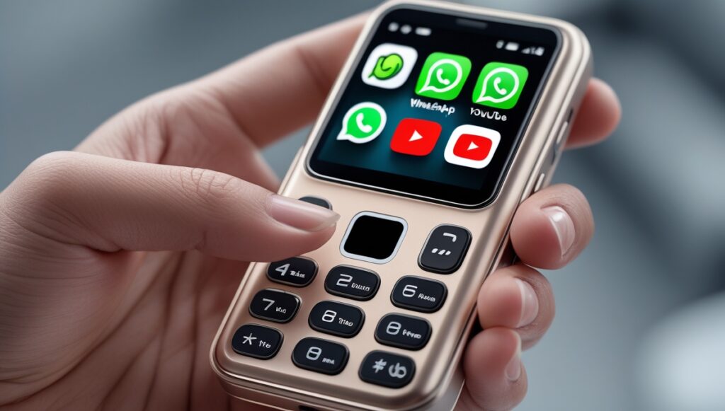 HMD Touch 4G hybrid phone with keypad and small display.