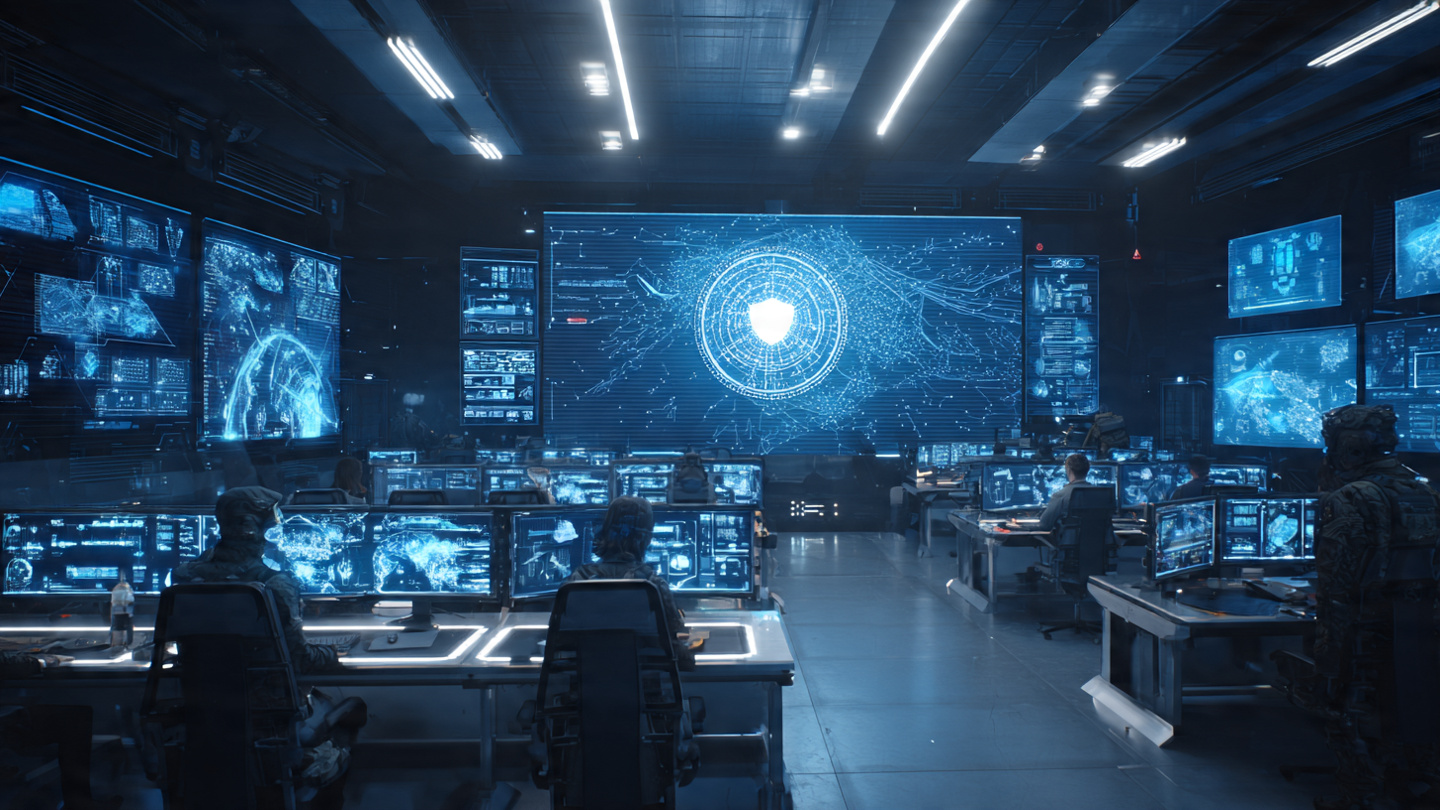 AI-powered cybersecurity command center showing Palo Alto Networks’ threat monitoring system.