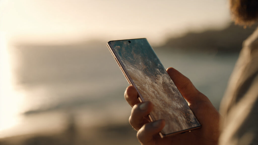 Close-up of Samsung Galaxy S25 Ultra showing premium matte finish and thin bezels