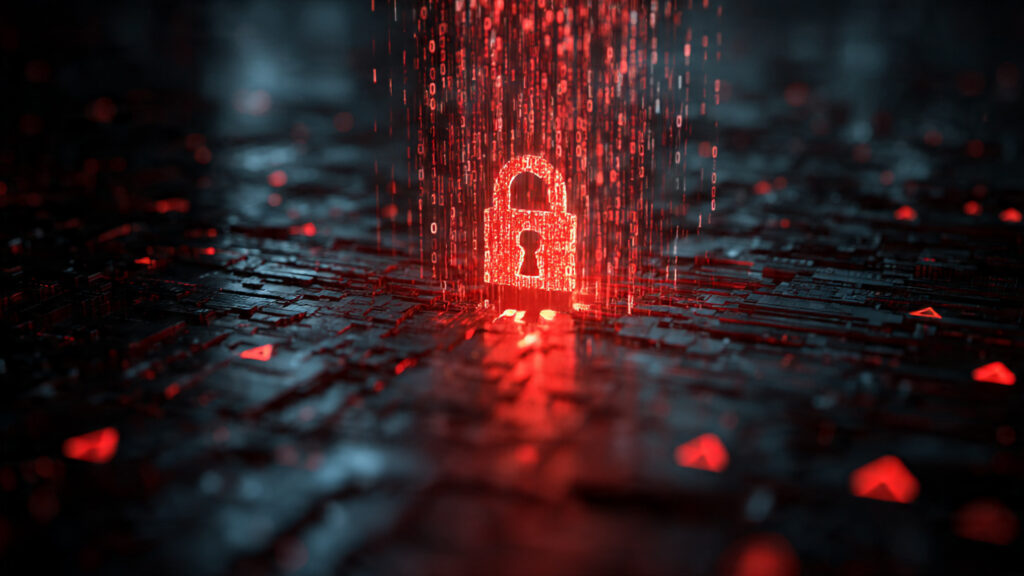 Digital lock symbolizing a data breach and leaked information.