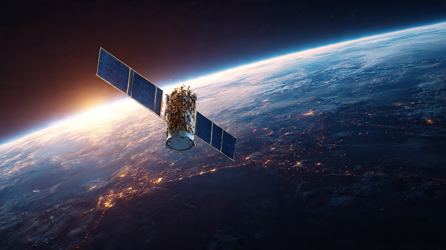 Satellite monitoring Earth’s climate from orbit in 2025.