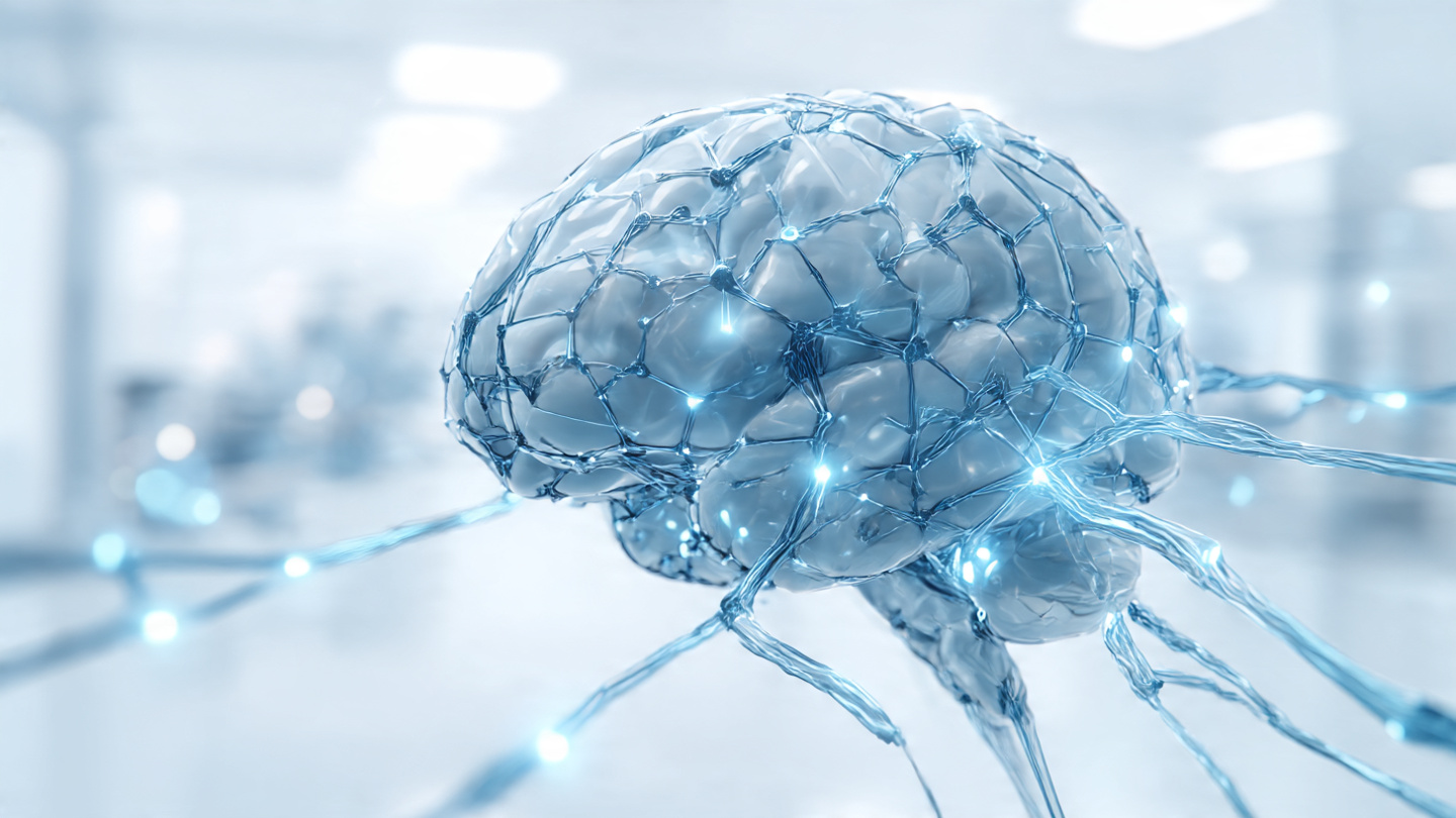 Brain tech ethics 2025 digital brain with neural circuits and AI data visualization