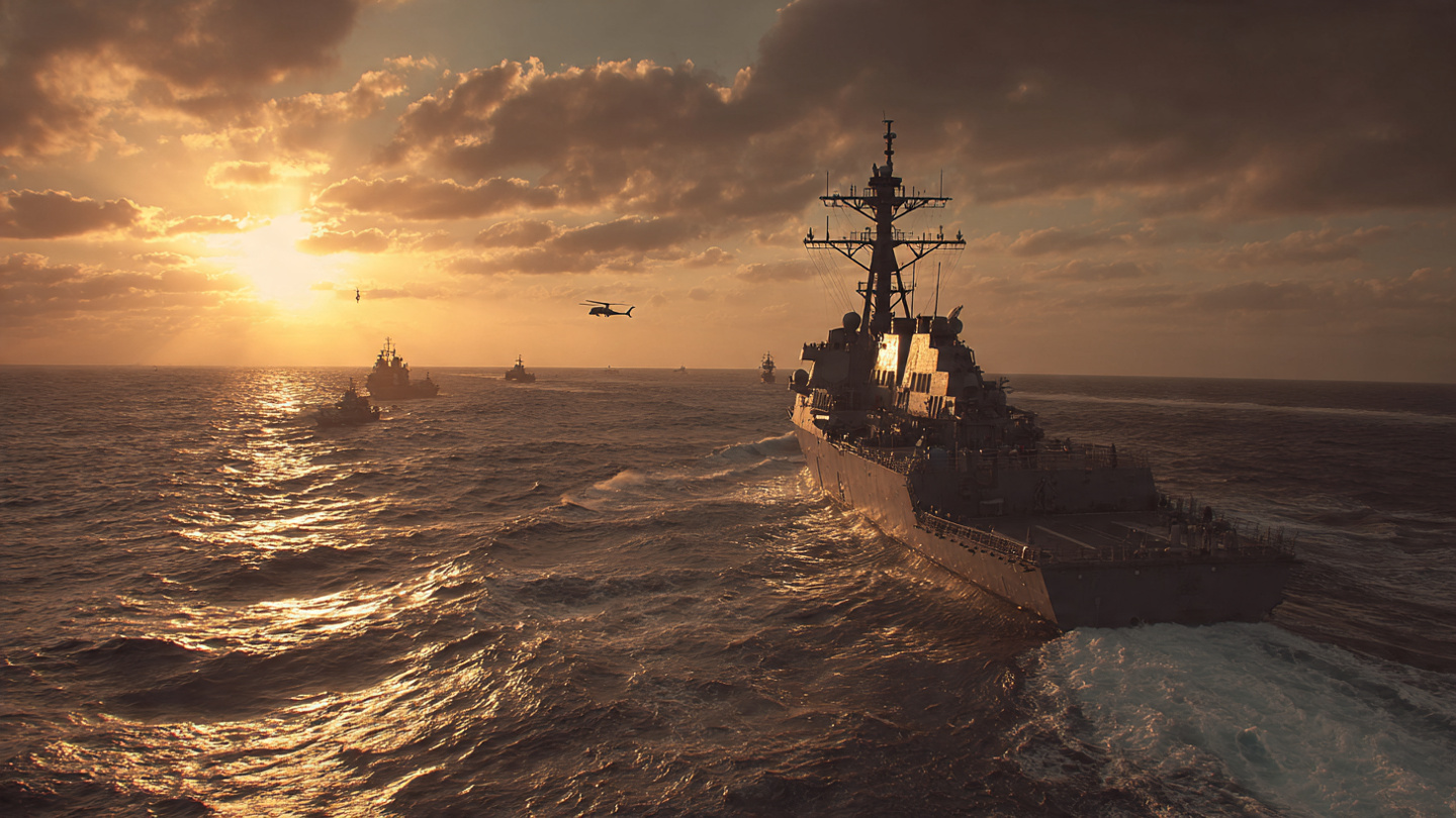 U.S. Navy warship patrolling Caribbean during Operation Southern Spear